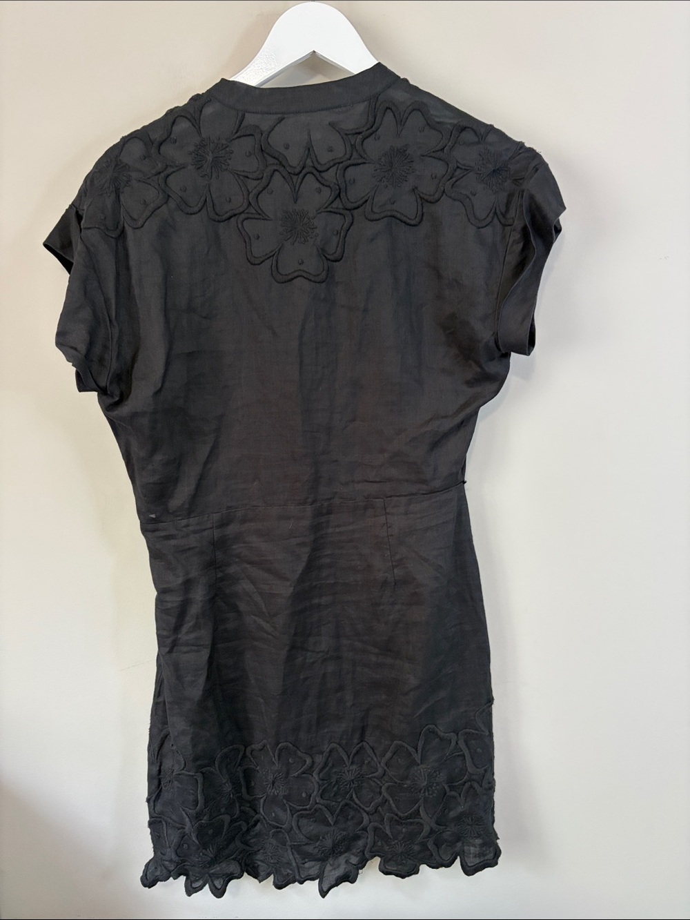 Veronica Beard Black Archie Floral Embroidered Dress Applique LBD Sz 8 - Picture 10 of 15
